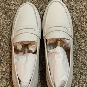NWT White J.Crew Ryan penny loafers in leather